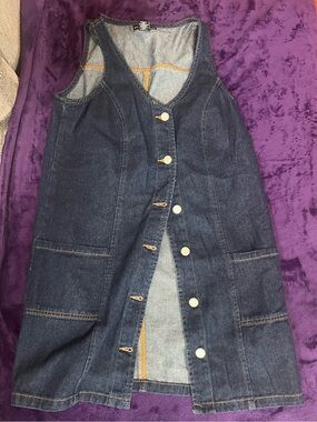 Sincerely Jules Blue Denim Vest with Purple Lining